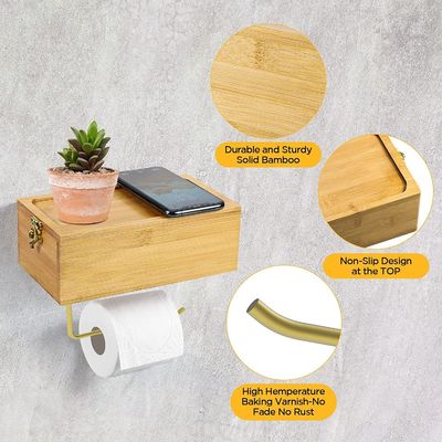 デスクまたはスポーツ バンブー ウォールマウント トイレットペーパーホルダー