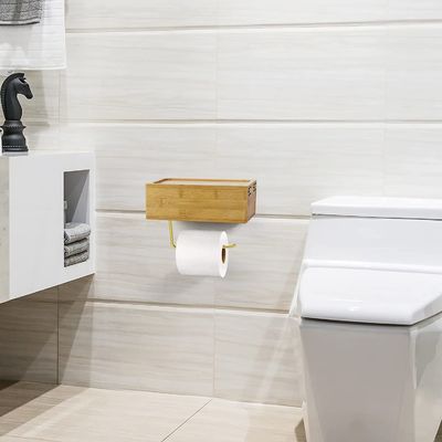 デスクまたはスポーツ バンブー ウォールマウント トイレットペーパーホルダー