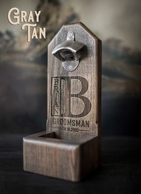 木柄 ビールボトルオープナー 理想的な新郎の贈り物 個別ロゴ印刷