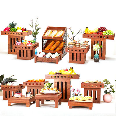 オーダーメイド ロゴ 受け入れられる 3 層 木製のケーキ 果物 ディスプレイ デザートのスタンド