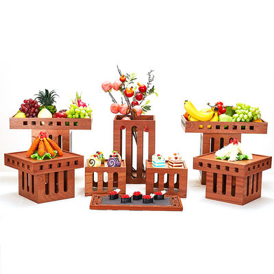 オーダーメイド ロゴ 受け入れられる 3 層 木製のケーキ 果物 ディスプレイ デザートのスタンド