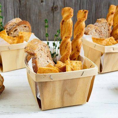 ビーチやポップル カーネール 木色 4 x 4 インチ ピント フルーツ パーティの飾り付け用のバスケット