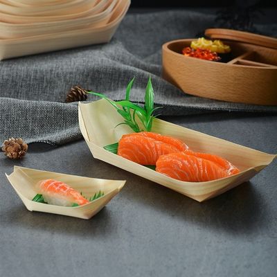 木製の寿司の出荷船 9 インチ シンプルな現代的な使い捨ての松樹バブー