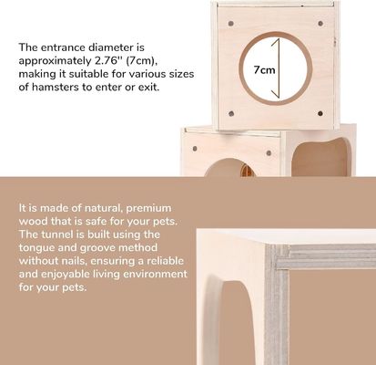 小さな動物のための呼吸可能な木造の家 隠れ家と探検のためのカスタマイズ可能な部屋