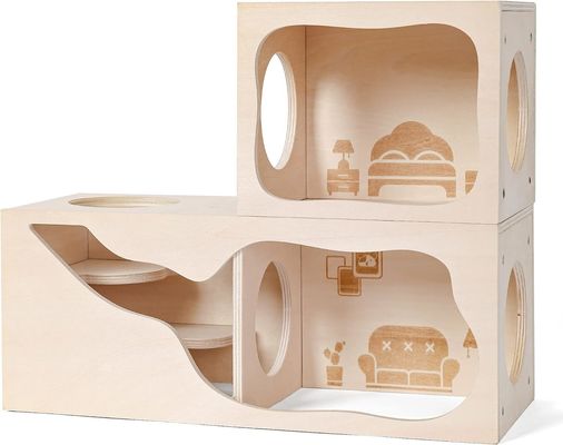 小さな動物のための呼吸可能な木造の家 隠れ家と探検のためのカスタマイズ可能な部屋