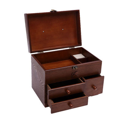 3階層折りたたむ式キャントリバー縫製収納箱 ハンドル38x23.5x30cm 焼いた仕上げ