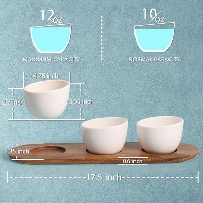 アカシア 木製 トレイ チップとディップ サービス セット 木製 シンプル カラー または あなたの カラー