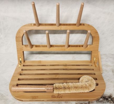 分類 旅行に適した竹の赤ちゃんボトル 乾燥用ラック ブラシとドライヤー