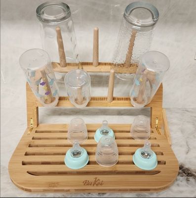 分類 旅行に適した竹の赤ちゃんボトル 乾燥用ラック ブラシとドライヤー