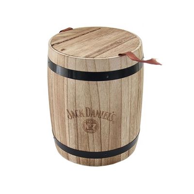 木製のコーヒー樽 純色 卸売用 D15 x H18.8cm 焼印デザイン