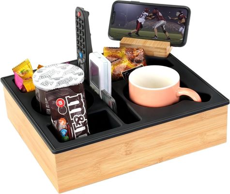 リビングルームコーヒーテーブル スナックとリモコンのためのデスクトップ 木製の貯蔵ボックス