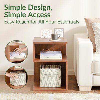 小スペース ベッドルーム家具 ミニマリスト 3階端テーブル オープンストレージ ベッドサイドテーブル