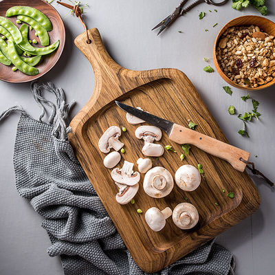 ミニアカシア木切断板 円形食品 木製デザインとナイフホルダー