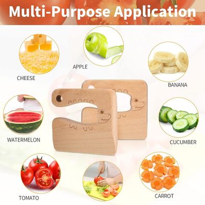 OEM 木製 子供 ナイフ 料理 可愛い魚 恐竜 形 キッチン トイ 野菜 カッター