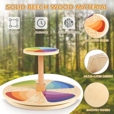 木製のスピナーシート 座ってスピン サイズが大きい レーザー彫り クラシックスピニングアクティビティ トイ