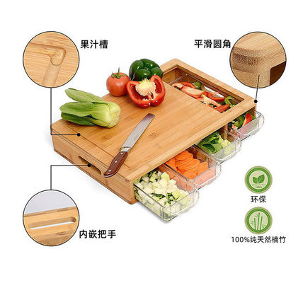プロキッチン アカシア バンブーとオリーブ木の切断板 コンテナセット