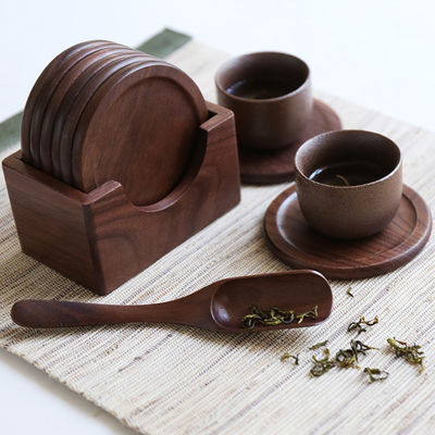 試料無料または返品されます 6本の木製ハートワックス飲料コースターセット