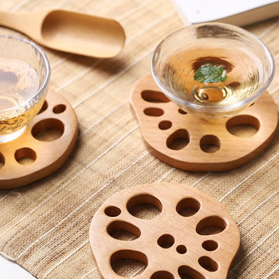 試料無料または返品されます 6本の木製ハートワックス飲料コースターセット