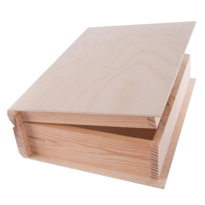 パーソナライズされた松木色絵本形箱 豪華な未完成の木製プレゼント工芸品