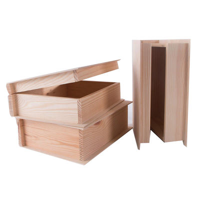 パーソナライズされた松木色絵本形箱 豪華な未完成の木製プレゼント工芸品