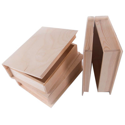 パーソナライズされた松木色絵本形箱 豪華な未完成の木製プレゼント工芸品