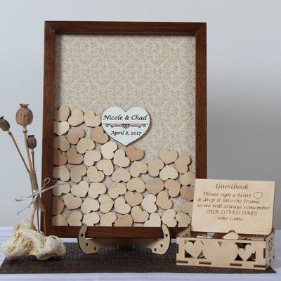 結婚式の飾り付け道具 オーダーメイドサイズ ユニークなゲストブックサインドロップトップ付き 木製枠