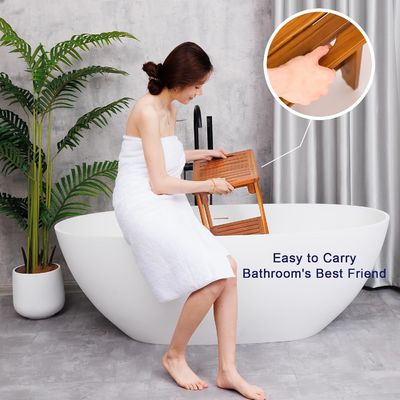 木製の浴室 スパ 浴台 ハンドルとシェルフ 天然色のテーク木