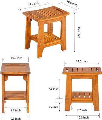 木製の浴室 スパ 浴台 ハンドルとシェルフ 天然色のテーク木