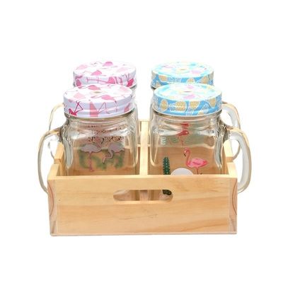 スタイリッシュで透明なガラス収納器 彩色のプラスチックカバー 100%食品安全
