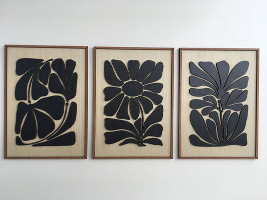 家庭用家電 中世紀 現代壁画 ボーホーの部屋 薄黒白の葉の芸術