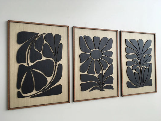 家庭用家電 中世紀 現代壁画 ボーホーの部屋 薄黒白の葉の芸術