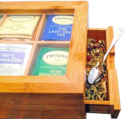 漆器引き出し パイン木 茶のコレクションのためのカスタマイズされた色で茶のアソートボックス
