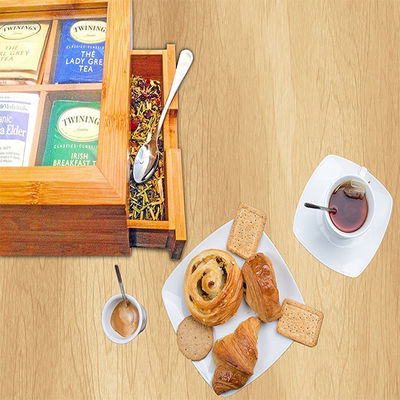 漆器引き出し パイン木 茶のコレクションのためのカスタマイズされた色で茶のアソートボックス