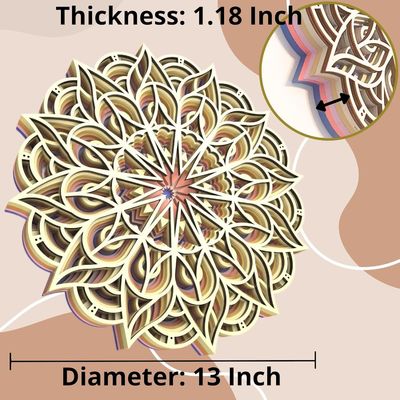装飾用 手作り 6 層の色とりどりの吊り飾り ボーホ 壁画 装飾 木製 マンダラ