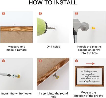 農家のベッドルームのための木製の壁掛けサイン シンプルな色のヴィンテージファミリーサイン