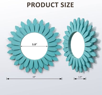 白色またはあなたの色で装飾壁鏡 12 インチ 田舎木 日光噴出 ボーホスタイル