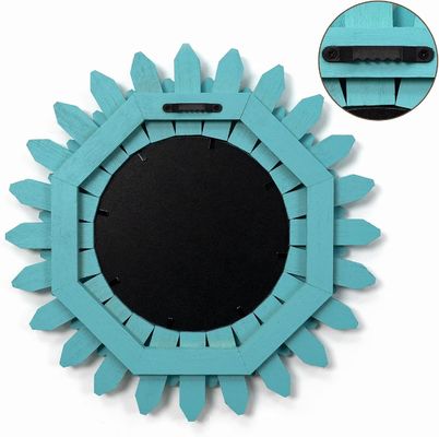 白色またはあなたの色で装飾壁鏡 12 インチ 田舎木 日光噴出 ボーホスタイル