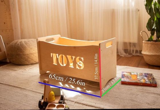 焼いた木とガラスのおもちゃオーガナイザーボックス 幼児遊び室のモンテッソーリ家具