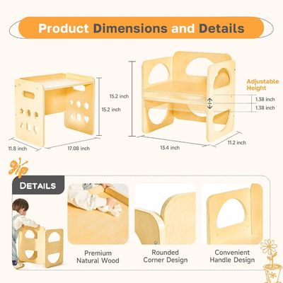 オーダーメイド 木製 1-3歳 子供 高さ調整椅子 リビングルームのためのステップストール