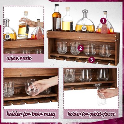 モダンでチックなワインディスプレイ ボトルステムウェアガラスホルダー付きの格納ラック