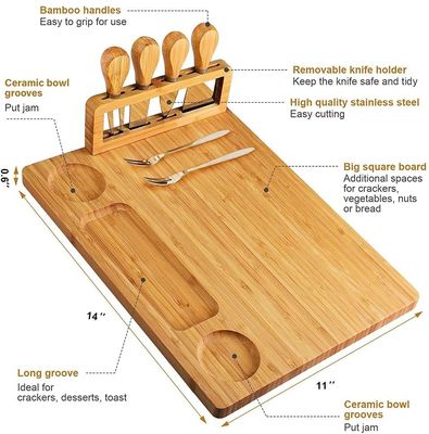 ステンレス鋼のチーズナイフ バンブーチーズボードセット