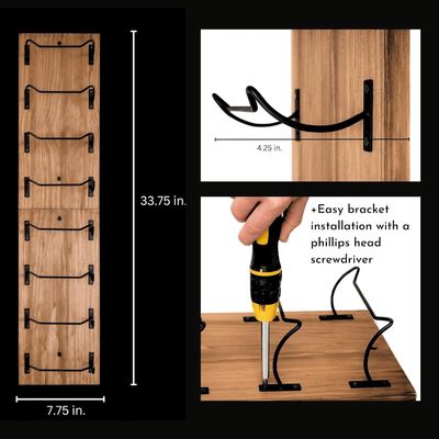 壁掛け 木製ワインラック 壁ディスプレイ 黒いブレーキ オーダーメイド 8 ボトル 収納