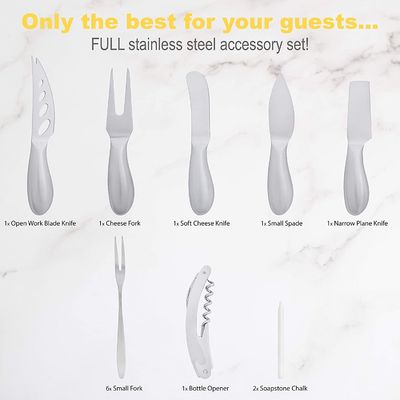 シルクスクリーン印刷 19 片 アカシア 木製 スレイチーズ 板とナイフ セット 肉 ワイン チーズ