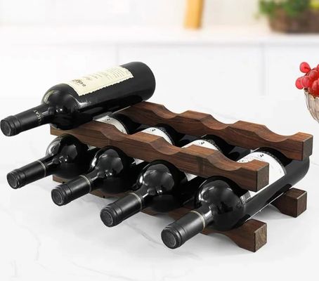 テーブルのワインボトルラック 空間節約組織のための木製ワインディスプレイ棚