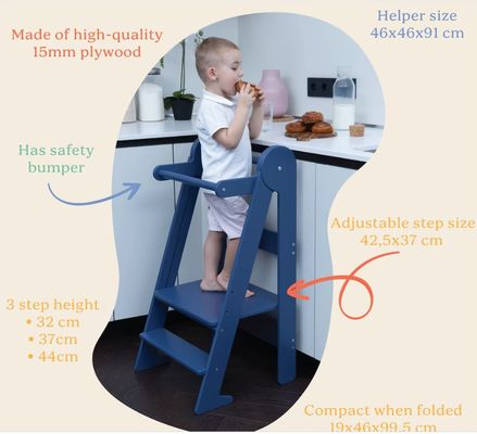 3つの高度を調整できる折りたたみのある焼いた幼児キッチンシートヘルパーを印刷する
