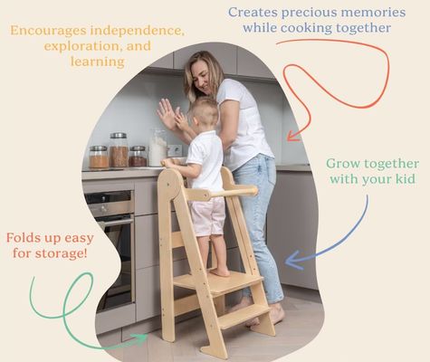 3つの高度を調整できる折りたたみのある焼いた幼児キッチンシートヘルパーを印刷する