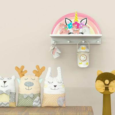 フローティング・シェルフとフック 女の子のための多機能の子供用コートラック 寝室の装飾