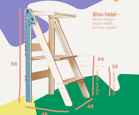 折りたたむ学習ステップストール 標準サイズまたはカスタムモンテッソーリ家具 ヘルパータワー