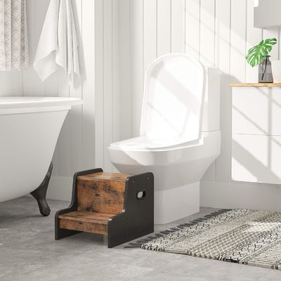 カスタマイズされたロゴ 田舎茶色 2 ステップ ハンドル付き 小児用便り 家具