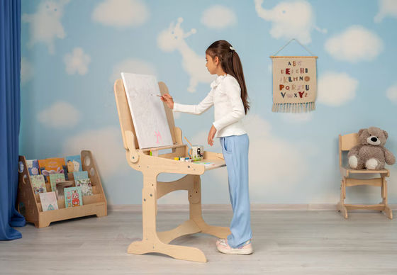 モンテッソーリ 子供 学習 家具 セット カスタム サイズ 木製 デスク と 椅子 チョーク テーブル テーブル